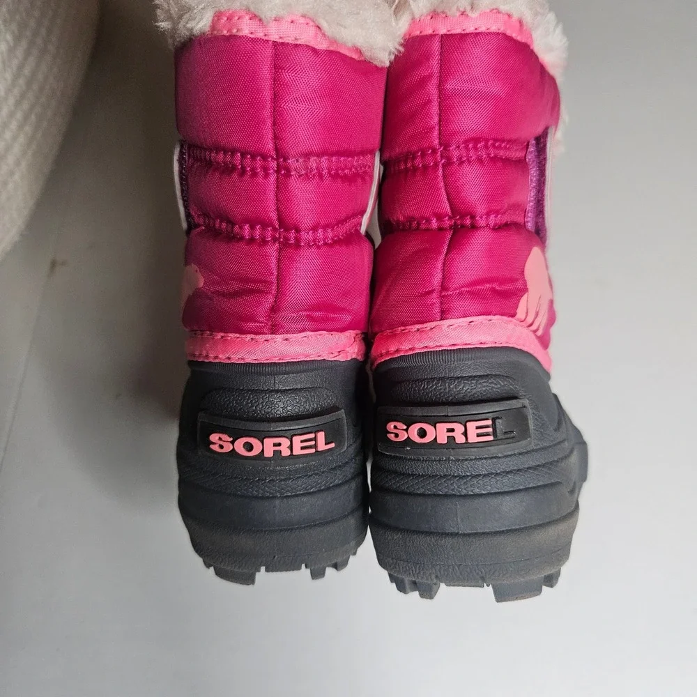 Sorel Toddler Girls Snow Commander Boots Pink Black Winter Snow Size 5